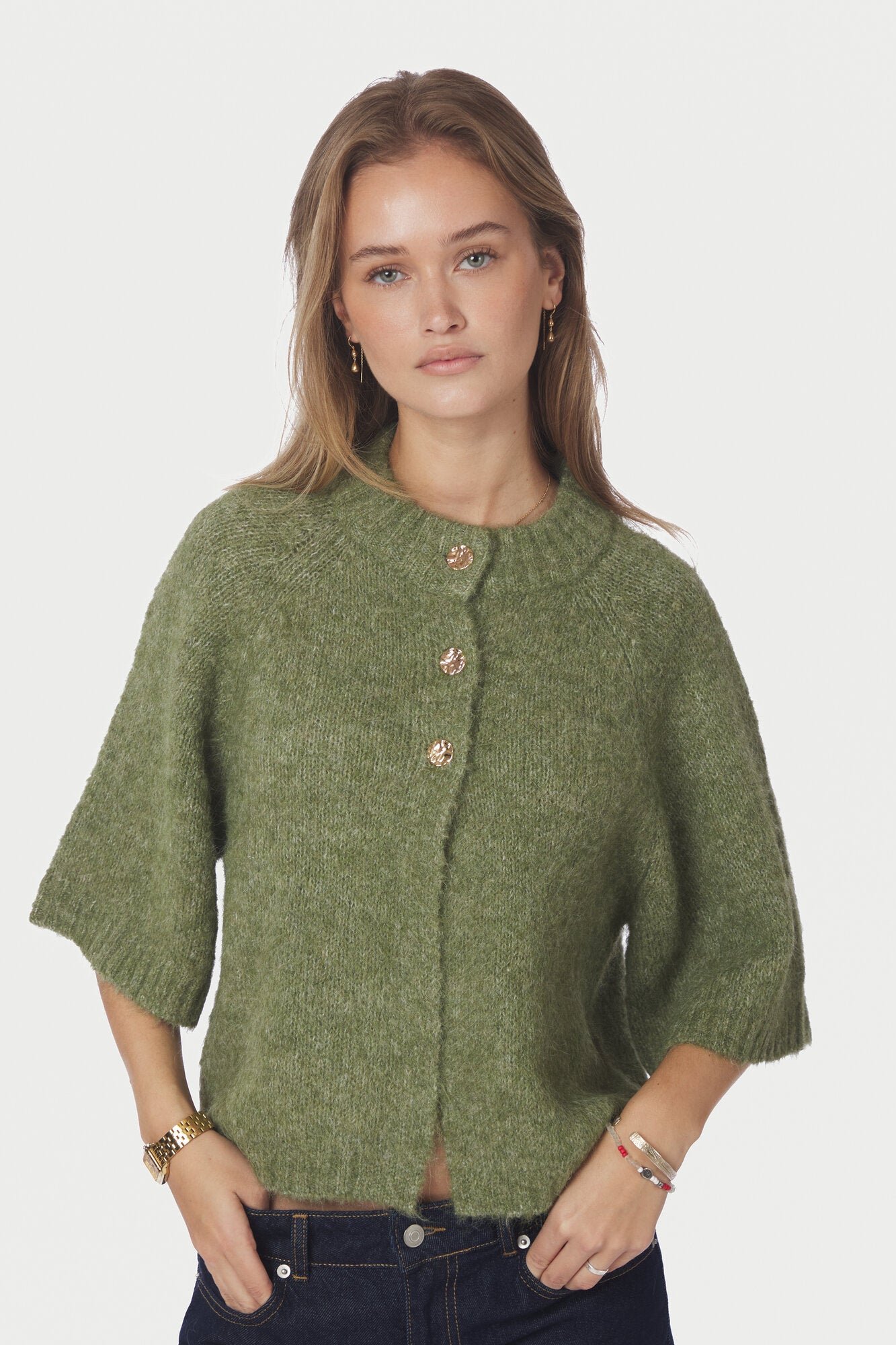 Benuta Fluffy cardigan - Dusty Green